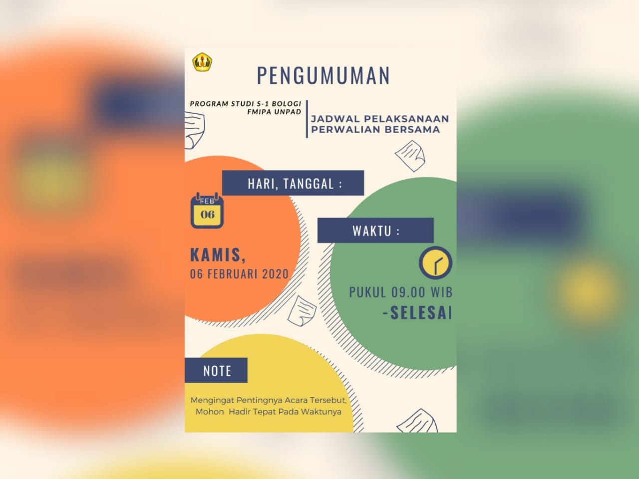 Jadwal Perwalian MAHASISWA S1 Biologi – Departemen Biologi FMIPA UNPAD