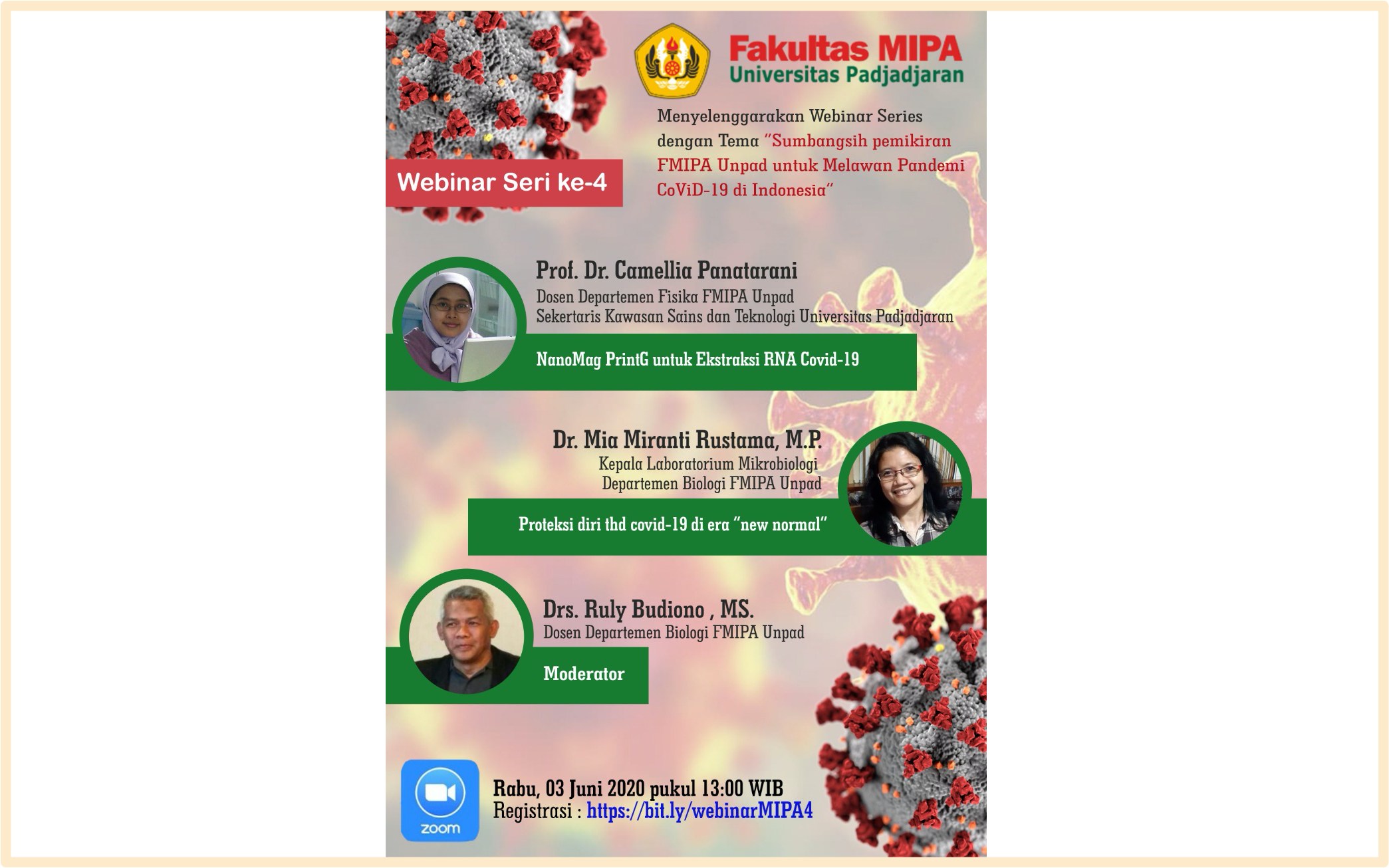 Webinar Series "Sumbangsih pemikiran FMIPA Unpad untuk Melawan Pandemi CoViD-19 di Indonesia"