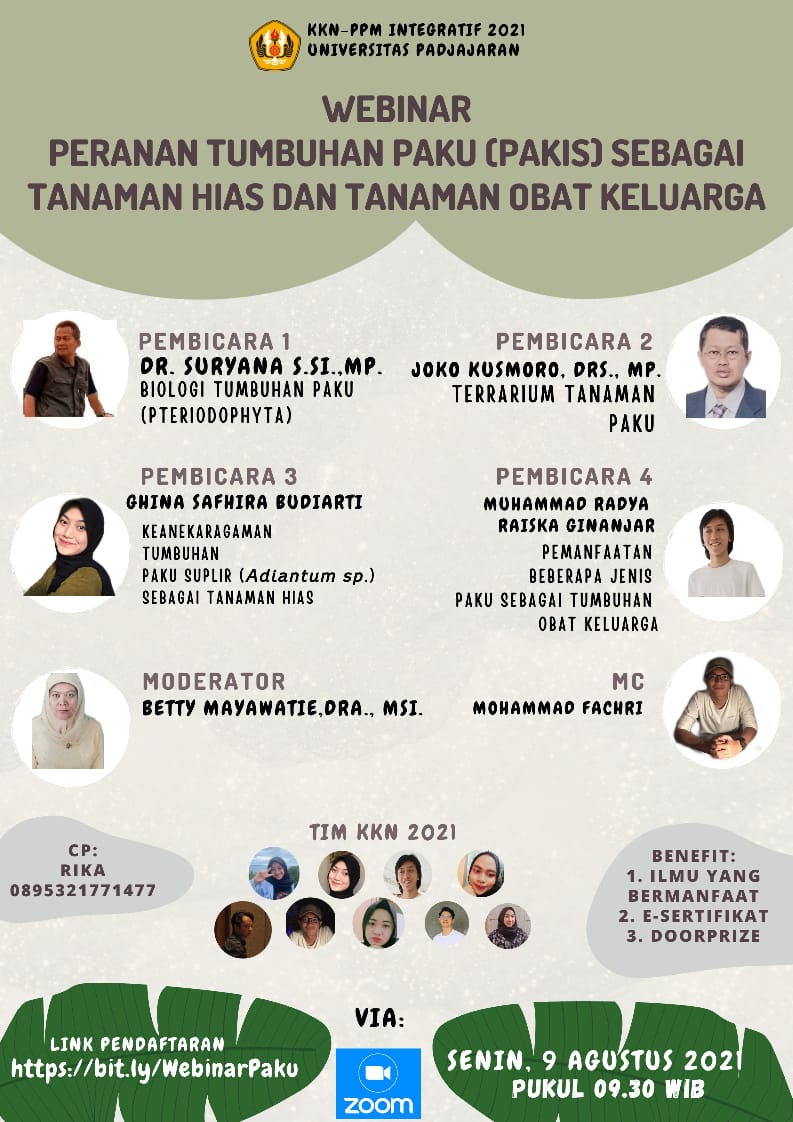 Webinar: Peran Tumbuhan Paku (Pakis) Sebagai Tanaman Hias dan Tanaman Obat Keluarga