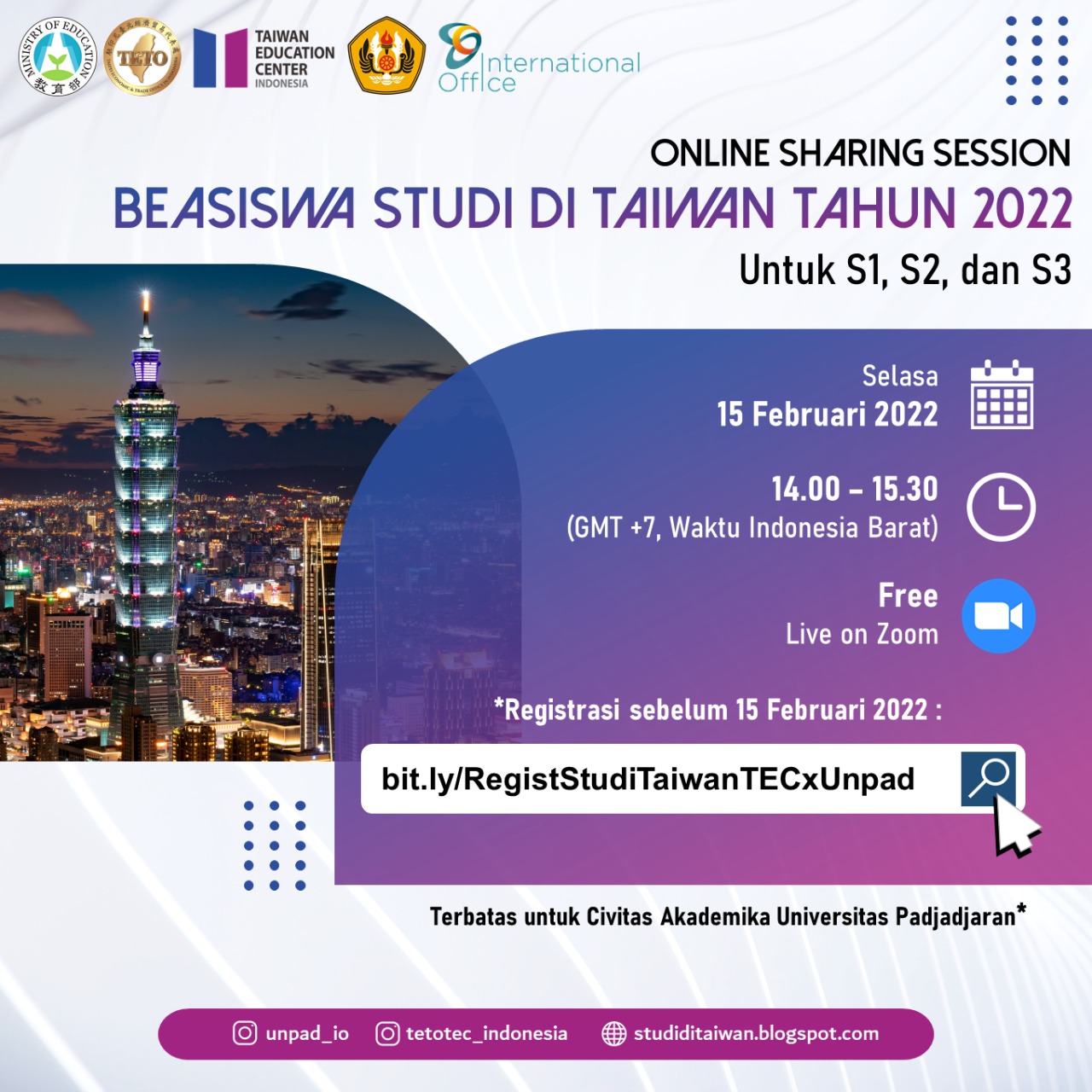 Online Sharing Session: Beasiswa Studi Taiwan Tahun 2022