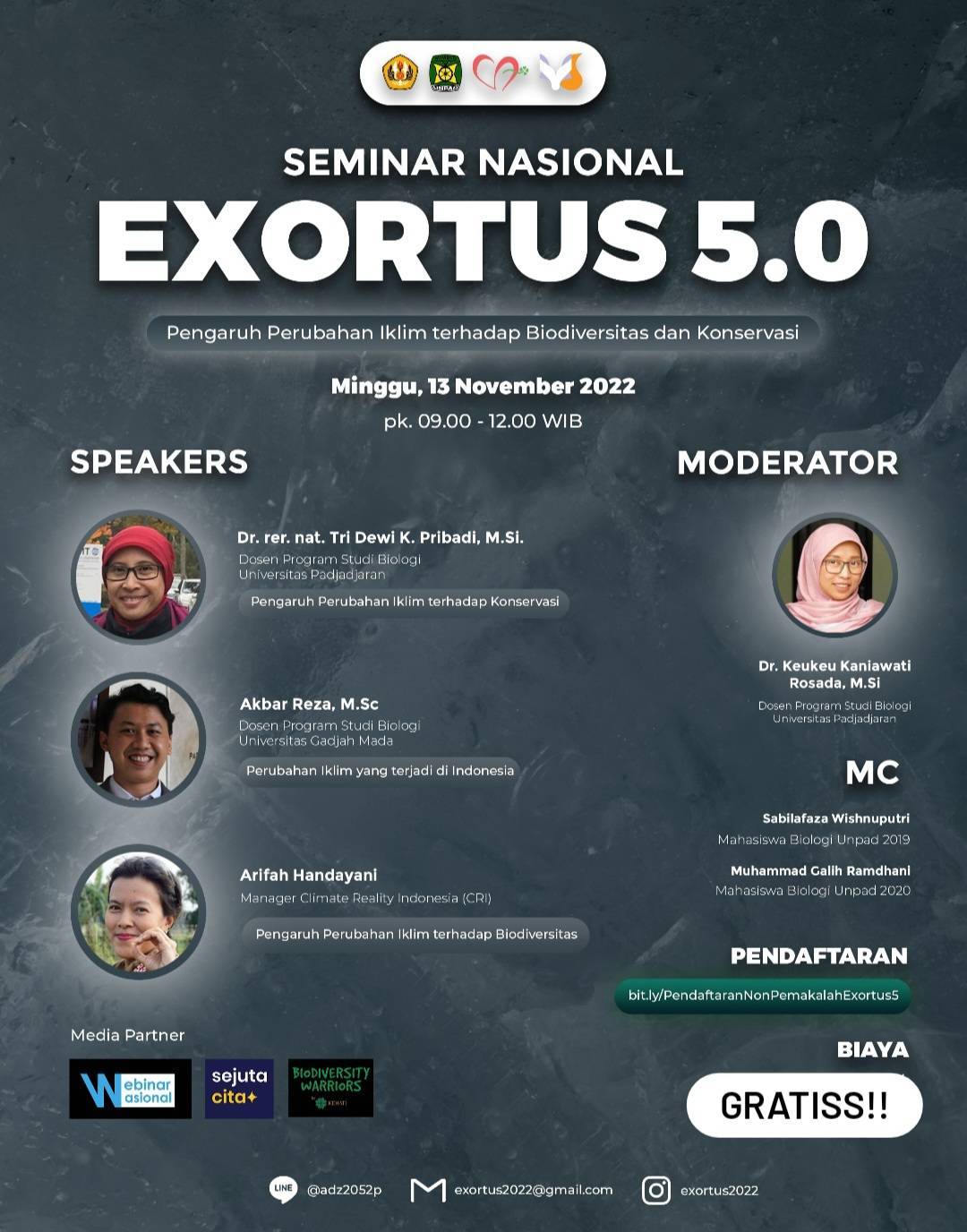 Seminar Nasional Exortus 5.0, Pengaruh Perubahan Iklim terhadap Biodiversitas dan Konservasi