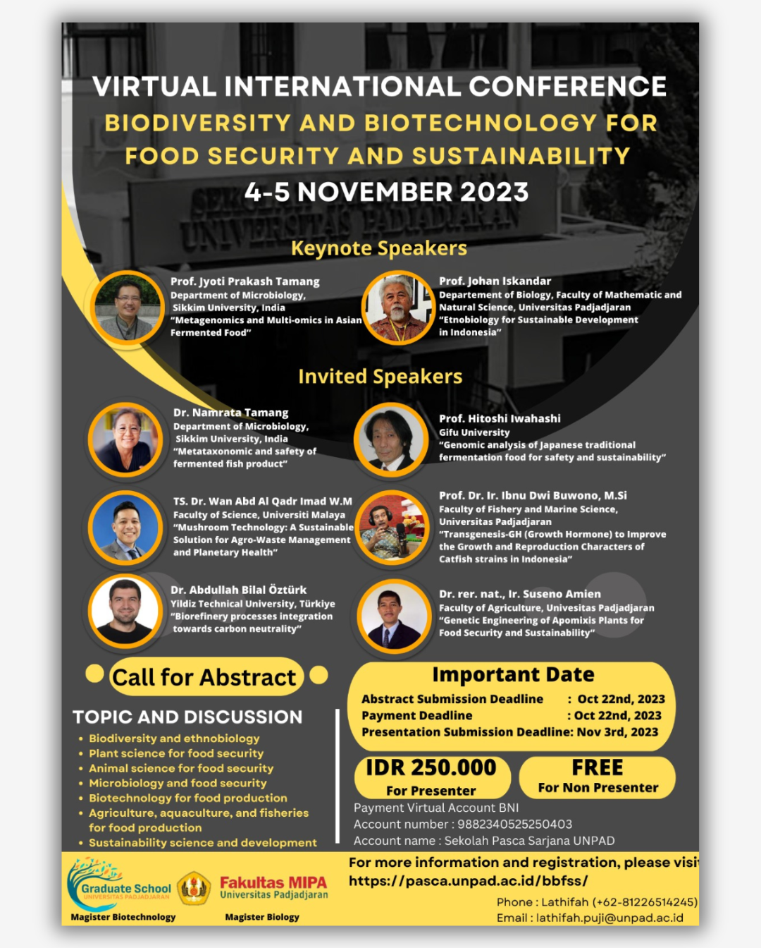 KONFERENSI VIRTUAL INTERNASIONAL: BIODIVERSITAS DAN BIOTEKNOLOGI PADA KEAMANAN DAN KEBERLANJUTAN PANGAN