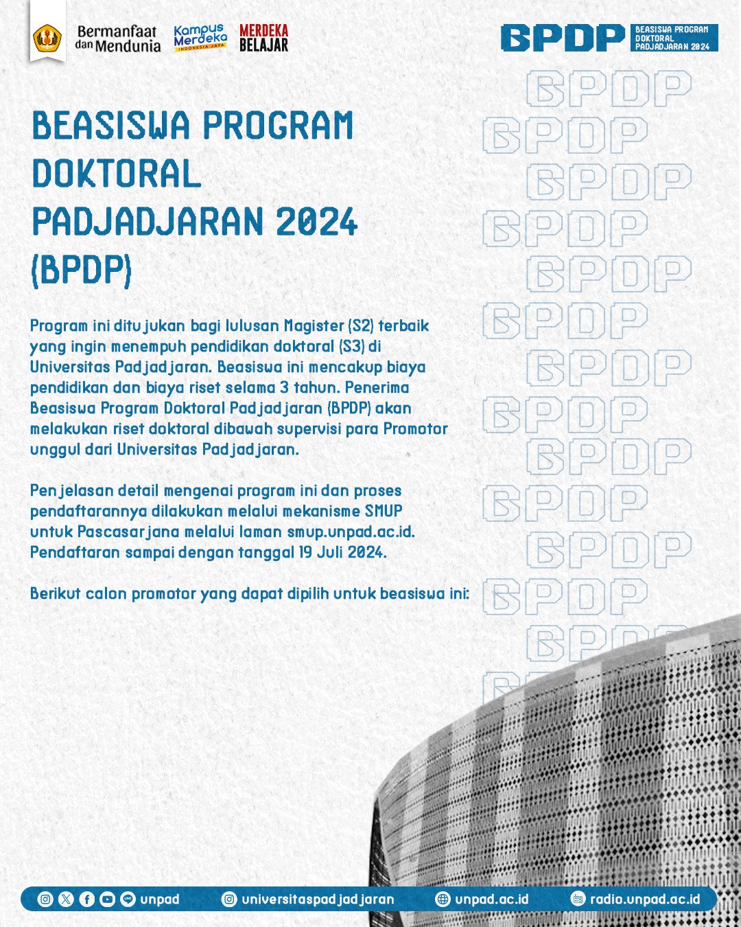 Beasiswa Bpdp Beasiswa Program Doktoral Padjadjaran 2024 Departemen 